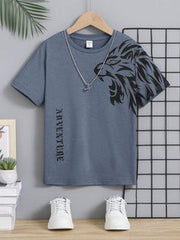 sleeve lion printed  t shirt