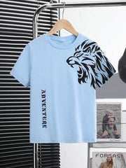 sleeve lion printed  t shirt