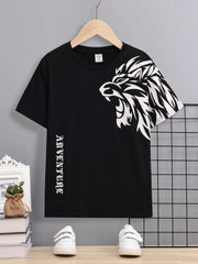 sleeve lion printed  t shirt