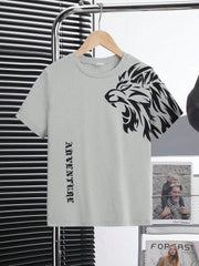 sleeve lion printed  t shirt