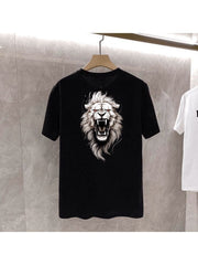 white lion printed t shirt