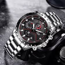LIGE-Men's Casual Sports Watches Luxury Military Steel Big Wristwatch Clock Fashion Chronograph Wrist Watch Top Brand