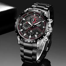 LIGE-Men's Casual Sports Watches Luxury Military Steel Big Wristwatch Clock Fashion Chronograph Wrist Watch Top Brand
